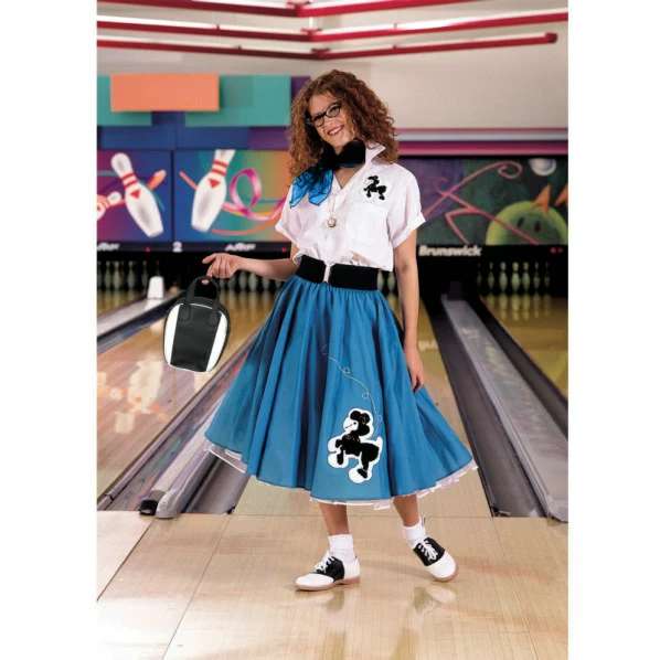 Complete Poodle Skirt Outfit (Turquoise & White) Adult Costume 1 Complete Poodle Skirt Outfit (Turquoise & White) Adult Costume