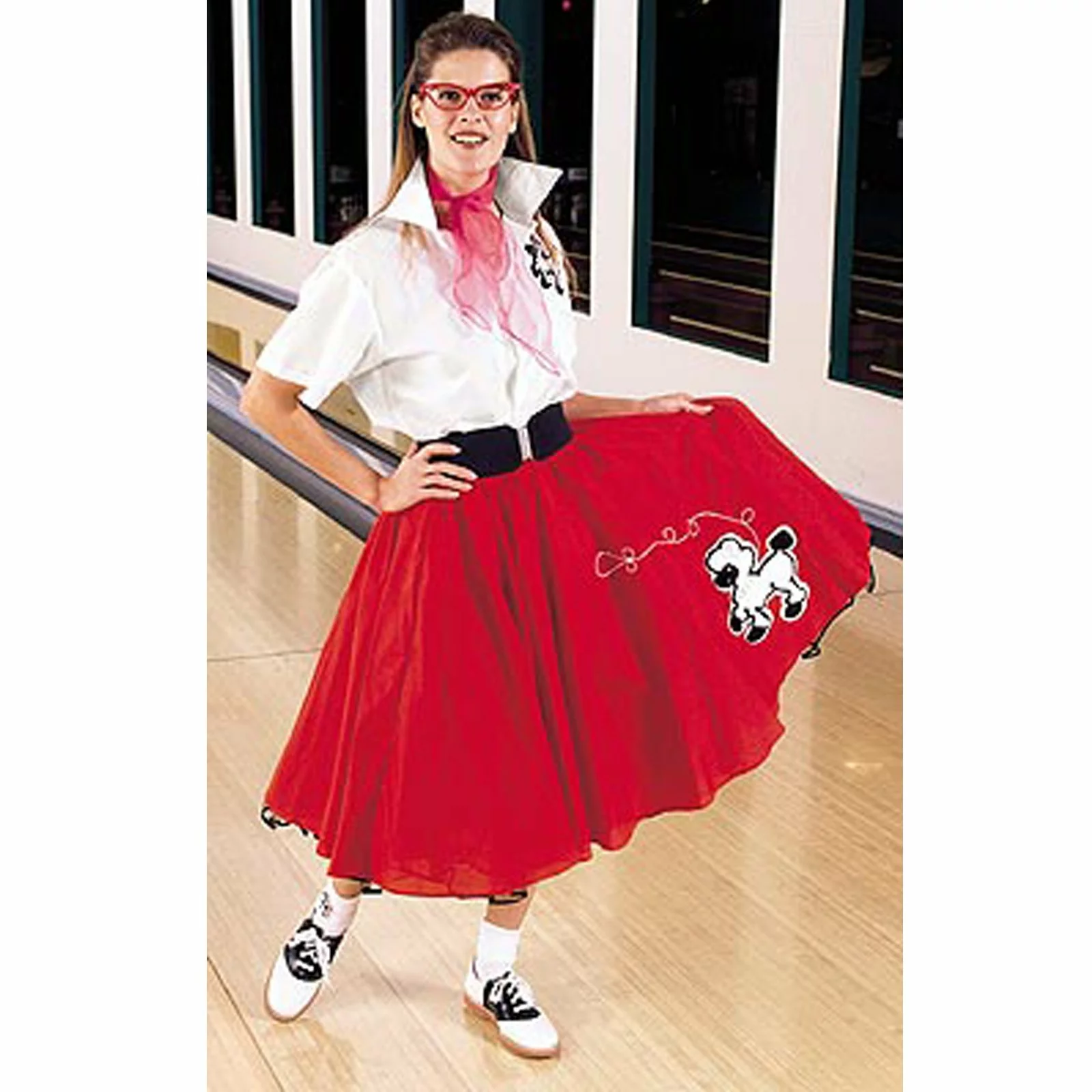Complete Poodle Skirt Outfit Plus (Red & White) Adult 1 Complete Poodle Skirt Outfit Plus (Red & White) Adult