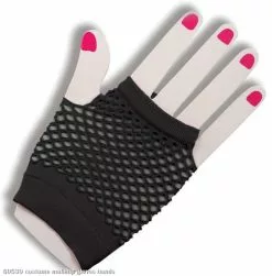 80's Black Short Fishnet Adult Gloves