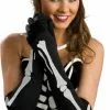Long Black Gloves With Bone Design Adult